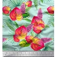 thumbnail image 1 of Soimoi Velvet Fabric Leaves,Laceleaf & Lupine Floral Printed Craft Fabric by The Yard 58 Inch Wide, 1 of 1