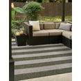 thumbnail image 3 of Unique Loom Outdoor Striped Collection Area Rug - Distressed Stripe (6' 1" Square Green/Gray), 3 of 6