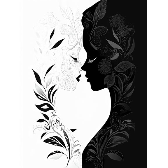 Black and White Floral Women Canvas Art PrintSuitable for Living RoomBathroomOfficeand Hallway Decoration.