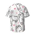 thumbnail image 2 of Vsdgher Alpacas and Hearts Print Men's Wrinkle Free Untucked Cuban Shirt Business Casual Button Down Shirts Short Sleeve Shirt, 2 of 7