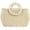 Beige, variant on Kukuzhu Women Straw Beach Bag Rattan Tote Handbag Summer Straw Crossbody Shoulder Handbag Top Handle Bags with Round Ring Handle