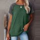 thumbnail image 1 of Pntutb moda mujer color sólido empalme cuello redondo casual mangas cortas tops Pntutb Pntutb-1916, 1 of 7