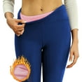 thumbnail image 3 of Fiaer Lined Leggings Women Plus Size Thermal Yoga Pants Thickened High Waisted Warm Slim Fit Trousers Blue XL, 3 of 7