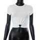 thumbnail image 4 of Camiseta Camisa básica de mujer Cuello redondo Color sólido Estilo sexy Hollow Out Streetwear Outfit Cgtredaw Blanco S para Mujer, 4 of 9