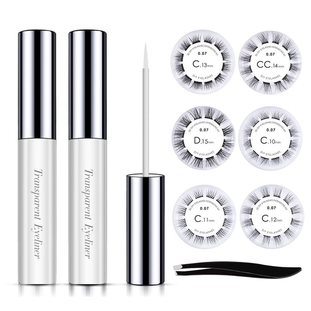 Pestañas postizas de racimo individual, extensiones naturales, adhesivo transparente y pinzas, juego de 72 piezas, diseño suave y cómodo, longitud variada de 10mm a 15mm, ideal para un look natural y