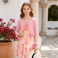 thumbnail image 2 of Aideaone Little Girls Sleeveless Dress with Ruffle Cardigan 2 Piece Set Butterfly Print 5 to 12, 2 of 6