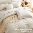 thumbnail image 4 of 7-Piece Queen Beige Down Alternative Comforter Set, Luxury Soft All Season Bed in a Bag with Sheets & Pillowcases, 4 of 9