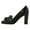 Black, variant on YDN Women Graceful Tassels Block Chunky High Heels Pumps Fringed Round Closed Toe Autumn Spring Dress Ladies Office Shoes Size 7 Beige
