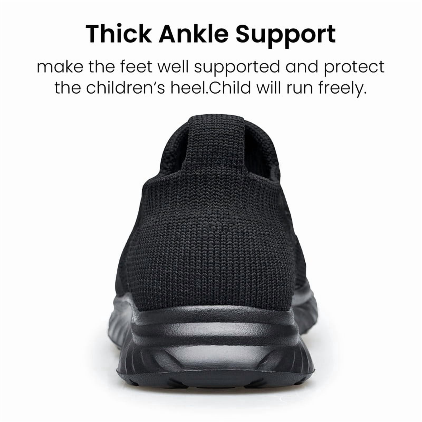 vibdiv Boys Girls Shoes Kids Sneakers Slip on Fitness Tennis Athletic Walking School Shoes All Black Little Kid Size 13