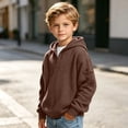 thumbnail image 6 of WAVSUF Boys Hoodie Long Sleeve Half Zip Loose Fit Winter Casual Sweatshirts Brown 3, 6 of 10