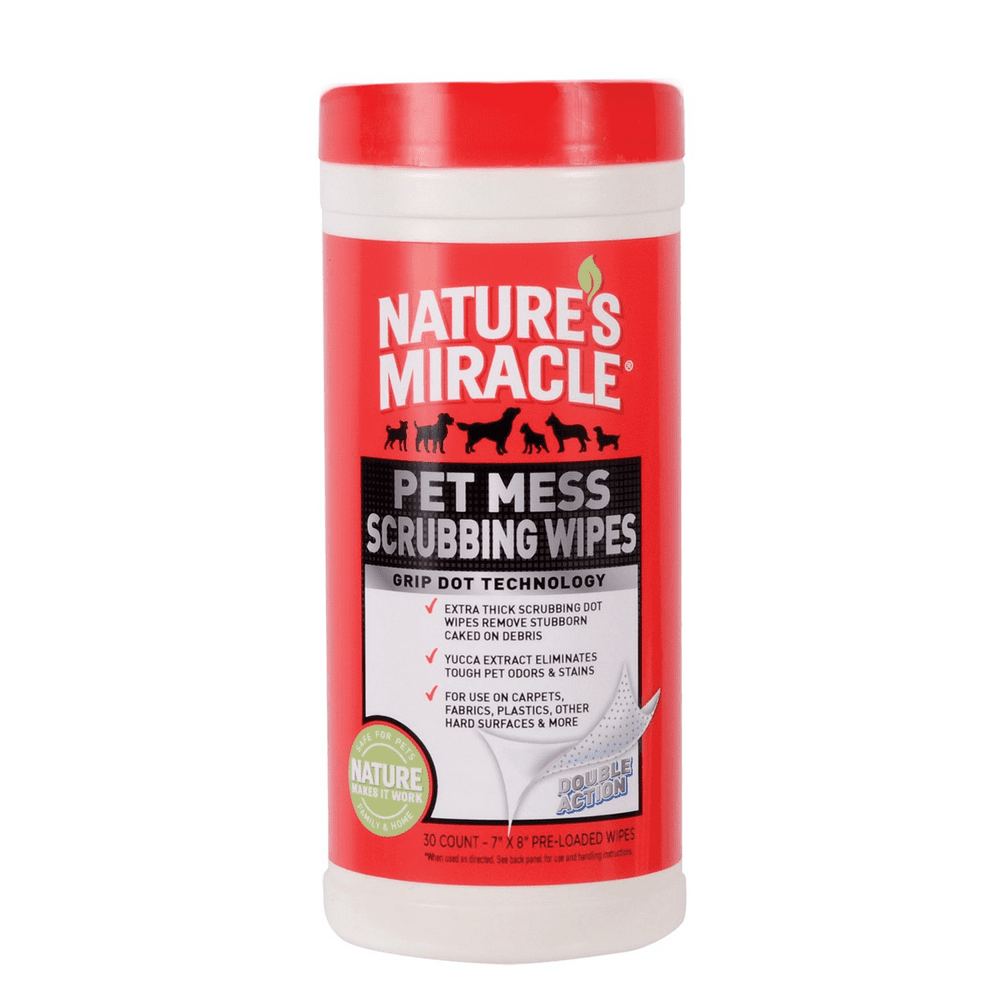 Nature’s Miracle Pet Mess Scrubbing Wipes 30 Count, Removes Stubborn