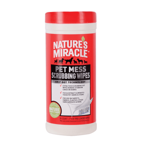 Nature’s Miracle Pet Mess Scrubbing Wipes Removes Stubborn, Caked-On Debris, 30 Count