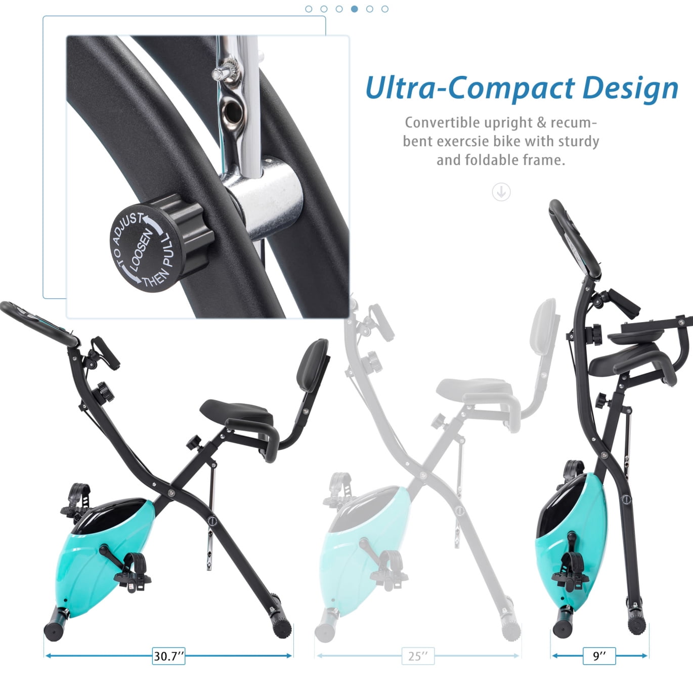 Foldable Exercise Bike Stationary Bikes for Home, Indoor Workout Bike Cycling Bike with 10-Level Adjustable Resistance, LCD Display and 350LBS Capacity, for Home Gym Workout, Green