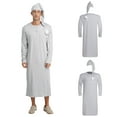 thumbnail image 5 of Alvivi Mens Pajama Sets Party Dress-up Nightgown Arabian Robe Long Sleeve Sleeping Nightshirt with Hat Gray L, 5 of 6