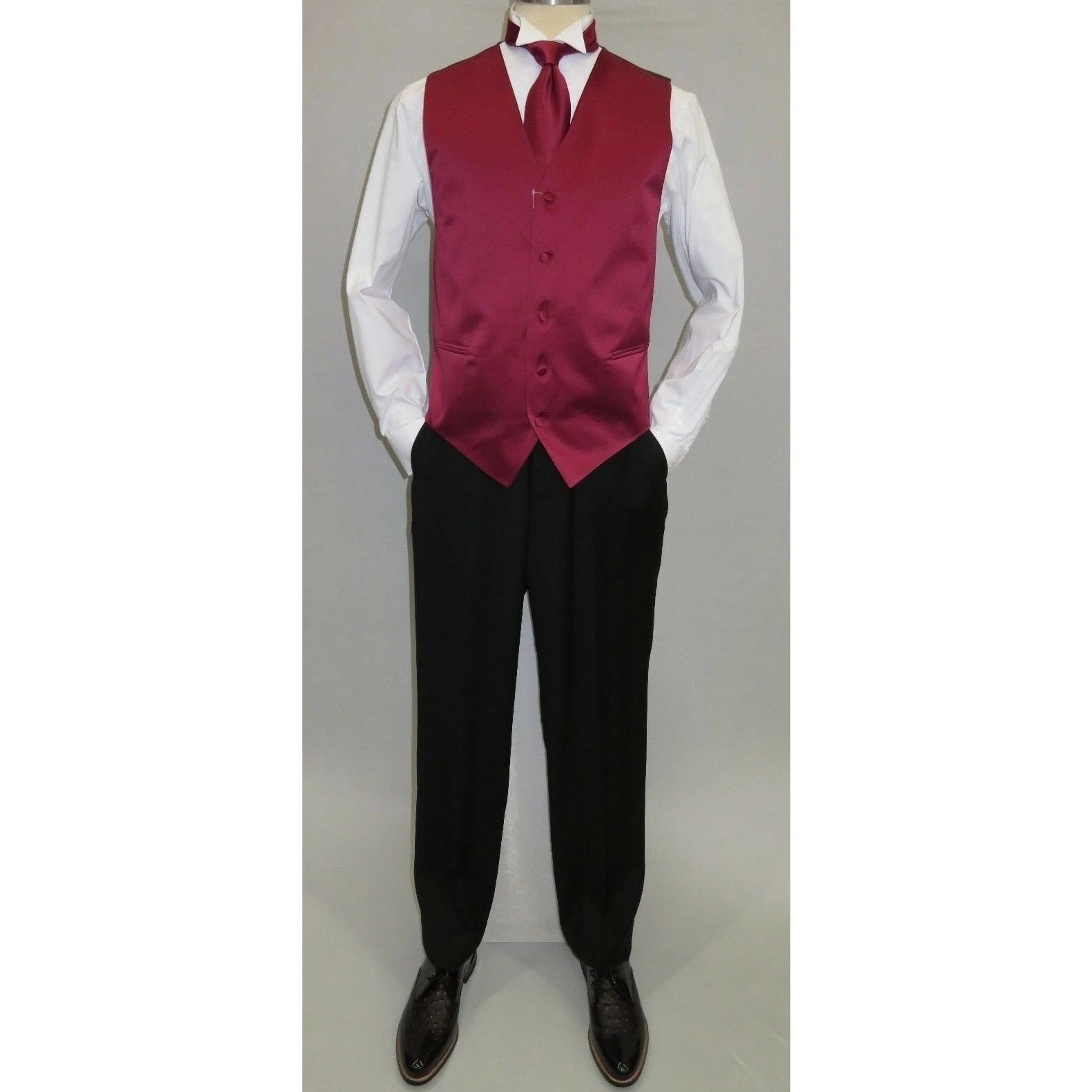 New Polyester Men's Tuxedo Vest Waistcoat & Bow tie_hankie Paisley Silver 