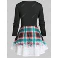 thumbnail image 3 of Camiseta a Cuadros 2 en 1 Talla Extra Rosegal  Mangas largas de talla grande, 3 of 5