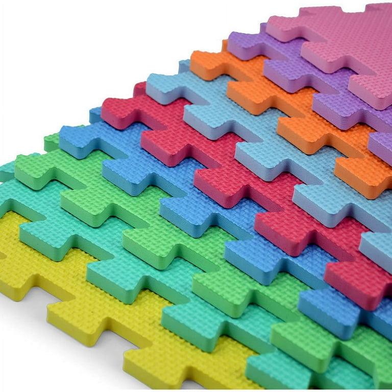 ToyVelt Foam Puzzle Floor Mat for Kids – Interlocking Play Mat with Co