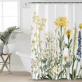 thumbnail image 2 of Small Stall Shower Curtain 48x72 Inch Narrow Half Size Yellow Spring Floral Bath Curtains Bathroom Decor Summer Botanical Flowers Waterproof Fabric Shower Curtain Set with Hooks 48 Inch, 2 of 6