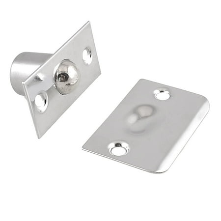 Silver Tone Hardware Closet Door Ball Catch Latch Catcher w Strike Plate