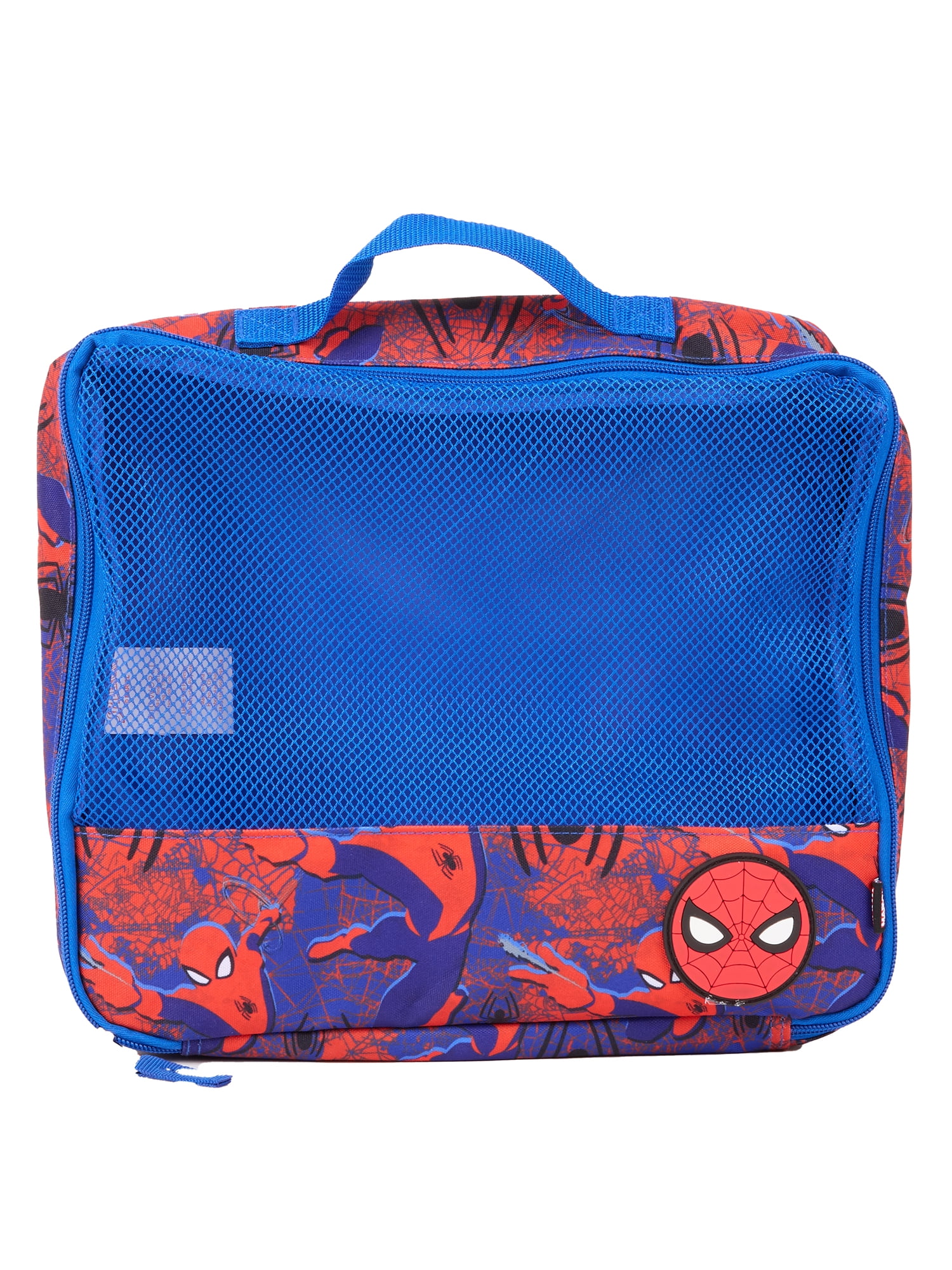 Marvel Spiderman 7-Piece Kids Luggage Set, 14” Softside Rolling Suitcase with Backpack & Travel Accessories, Blue