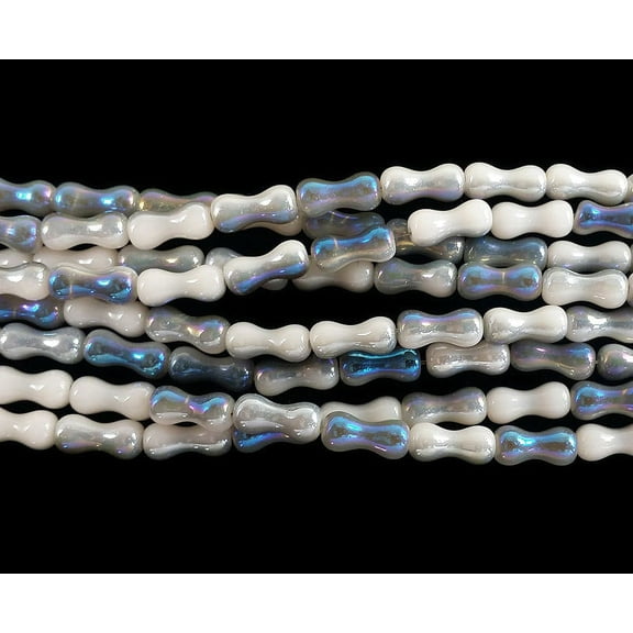 3.5x8mm White With Blue Ab Hourglass Crystal Glass Beads Genuine Gemstone Natural Jewelry Making