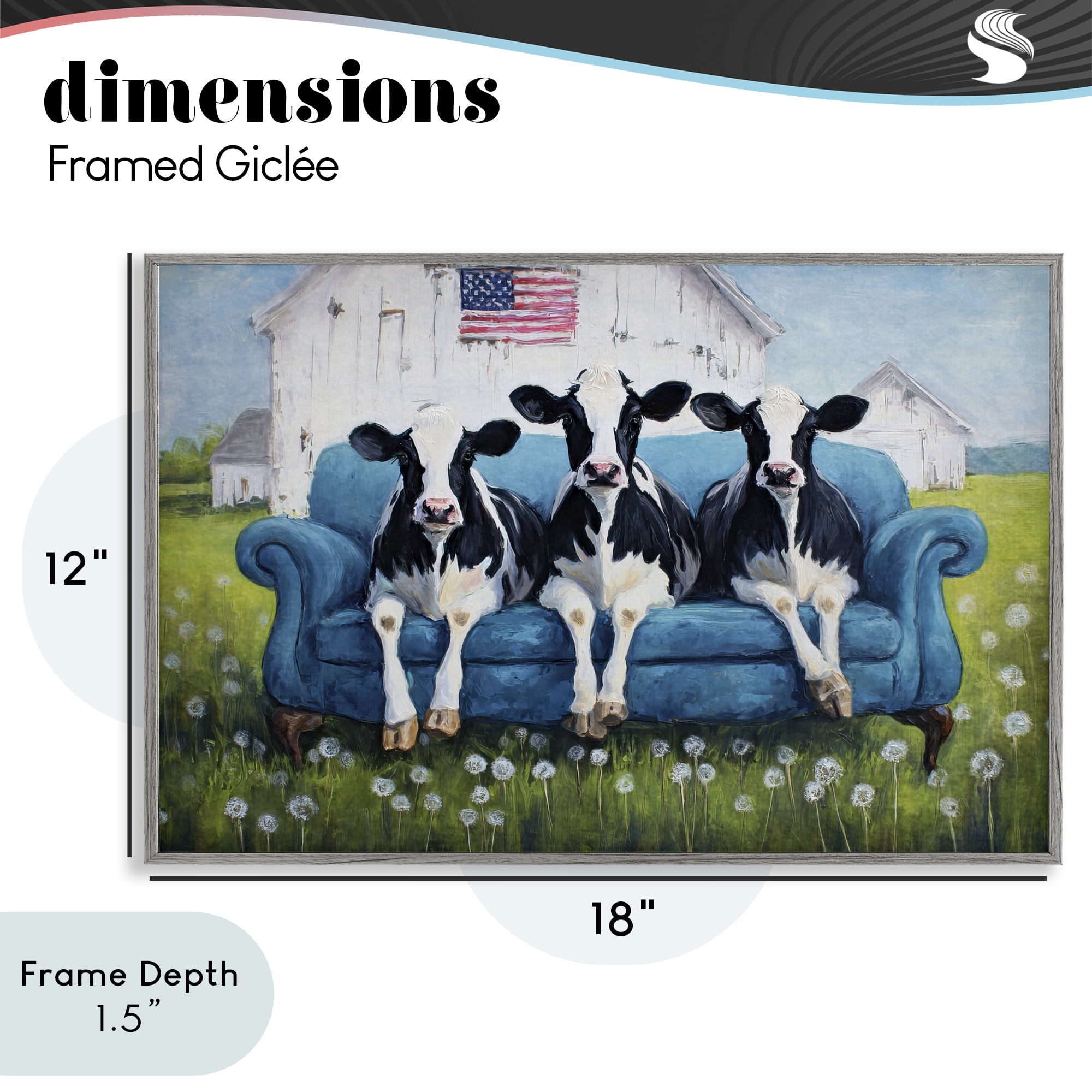 Stupell Industries Barnyard Sofa Sisters Gray Framed Giclee Art, design by Tina LeCour