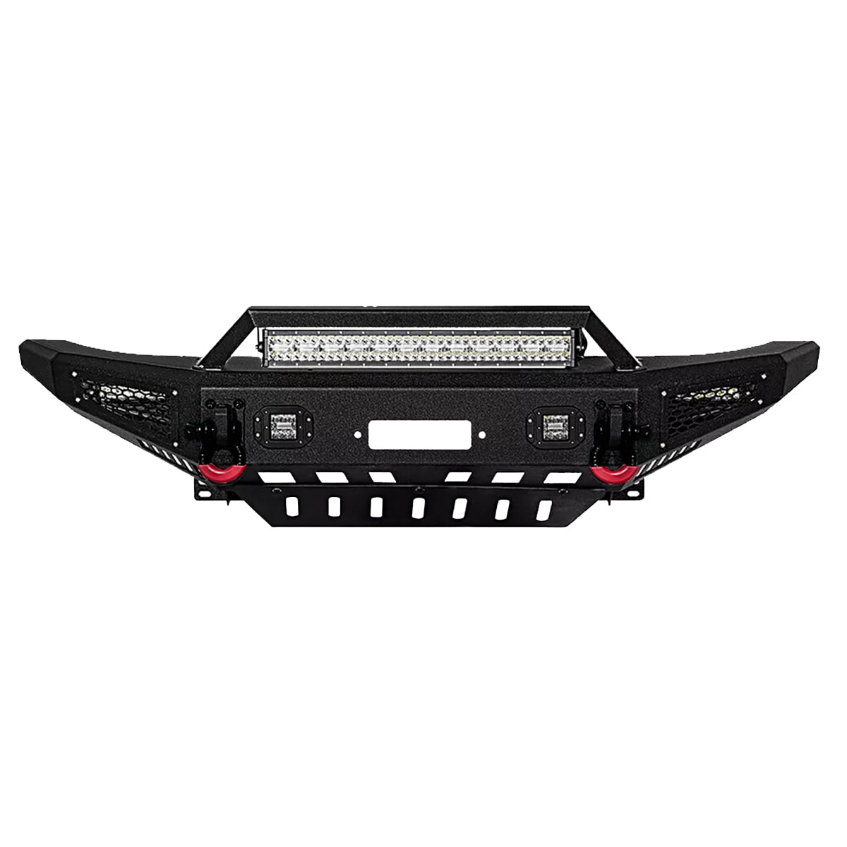 Vijay Compatible with 2007-2008-2009-2010-2011-2012-2013-2014 Toyota FJ Cruiser Front Bumper Textured Black Steel with Lights and D-rings