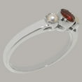 thumbnail image 4 of LBG British Made 9k White Gold Natural Garnet & Cultured Pearl Womens Anniversary Ring - 33 size options - Size 4.75, 4 of 7