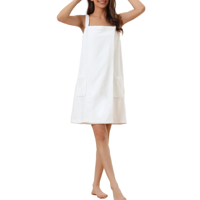 Bata de baño de toalla para mujer INSPIRE CHIC, vestido de ducha, envoltura de toalla, bata de spa para gimnasio, piscina, ducha, XL, blanca