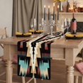 thumbnail image 2 of Boho Brown Teal Red Table Runner 70 Inches Long,Southwestern Geometric Art Vintage Cotton Linen Table Runners Dresser Scarves,Fabric Tabletop Scarf Furniture Cover for Home Dinner Party 13"x70", 2 of 9