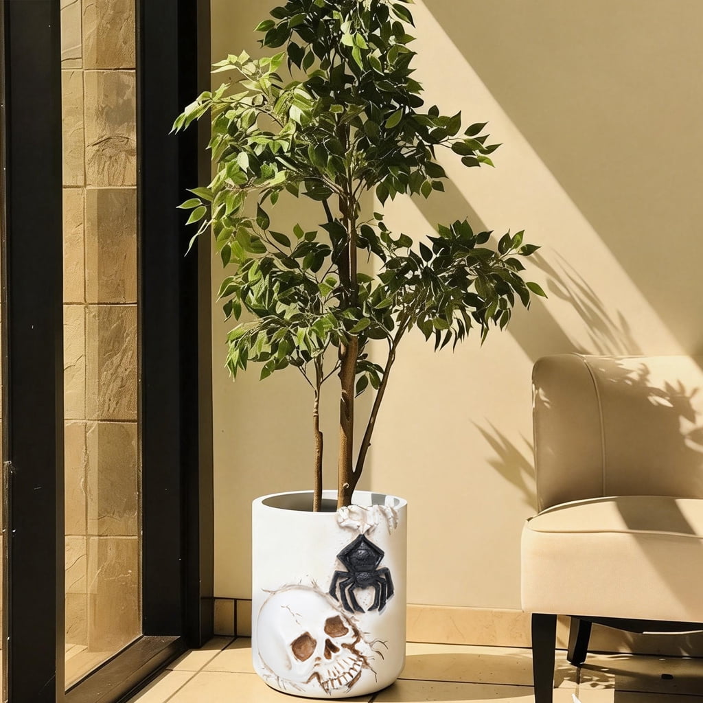 Large Pots For Plants, Large Planters For Indoor Plants, Indoor Plant Pots For Home Garden Patio Office,Gothic-Inspired Decorative Flower Pot , White(Only Plant Pots Available)
