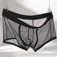 thumbnail image 6 of Fishnet Underwear for Men Mid Waisted Boxer Briefs Mens Trendy Solid Color Hollow-Out Breathable Stretchy Slim Loungewear Athletic Boxers, 6 of 7