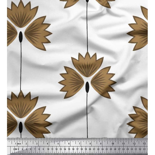 Soimoi polyester Crepe Fabric Artistic Floral Decor Fabric Printed Yard 52 Inch Wide