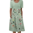 thumbnail image 2 of IDALL Summer Dresses,Petite Dresses Womens Summer Floral Print Sundress Short Sleeve Pockets Casual Loose Swing T Shirt Dress Hawaiian Dresses,Modest Dresses,Womens Dresses Green Dress 2XL, 2 of 9