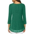 thumbnail image 6 of YanHoo Sparkle 3/4 Sleeve Tunic Tops for Women 2026 Sequin Glitter Pleated Dressy Blouse Crewneck Loose Fit Lightweight Shimmer Party Shirts Green,XXL, 6 of 7