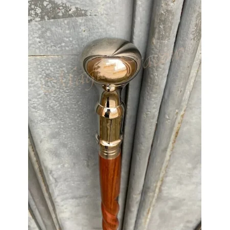 Brass Walking Cane Elegant Walking AtickTwisted Cane, Wood And Brass Stick.