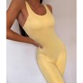 thumbnail image 5 of Women Sports Bodysuit Pure Color Slim Skinny Deep U Beauty Back Yoga Jumpsuits for Female, 5 of 8