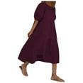 thumbnail image 2 of YUNAFFT Robes pour Femmes Liquidation Mode Femmes Ample Couleur Unie Col Rond Manches Bouffantes Robe Décontractée Manches Courtes Vente, 2 of 3