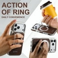 thumbnail image 2 of ELEHOLD Case for iPhone 17 Pro Max, Leather Shockproof Case with 360° Rotating Ring Stand, Magnetic Accessory Compatible,Brown, 2 of 11