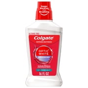 Colgate Optic White Advanced Whitening Mouthwash with Icy Fresh Mint Flavor and 2% Hydrogen Peroxide, 16 OZ