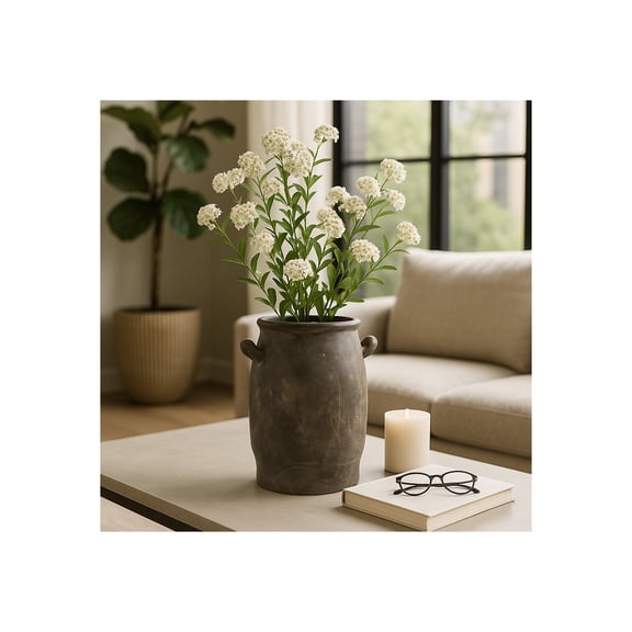 Rustic Decorative Ceramic Vase for House Decor - Home Decor Accent for Living Room, Bedroom, and Office - Flower Vase for Dining Room, Shelf Display, and Tabletop Decoration - 12", Brown
