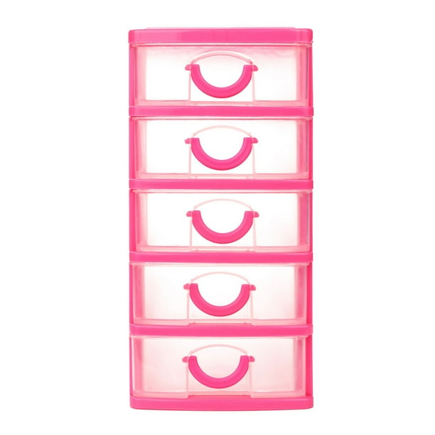 Uuiauoio 5-Layer Clear Desk Organizer with Drawers Versatile Desktop Storage Box for Office Supplies Makeup Jewelry Compact Plastic Drawer Cabinet 5.12X3.54X7.09 Inches