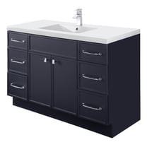 Cutler Kitchen and Bath Manhattan 48" Wood/Marble Bathroom Vanity in Blue