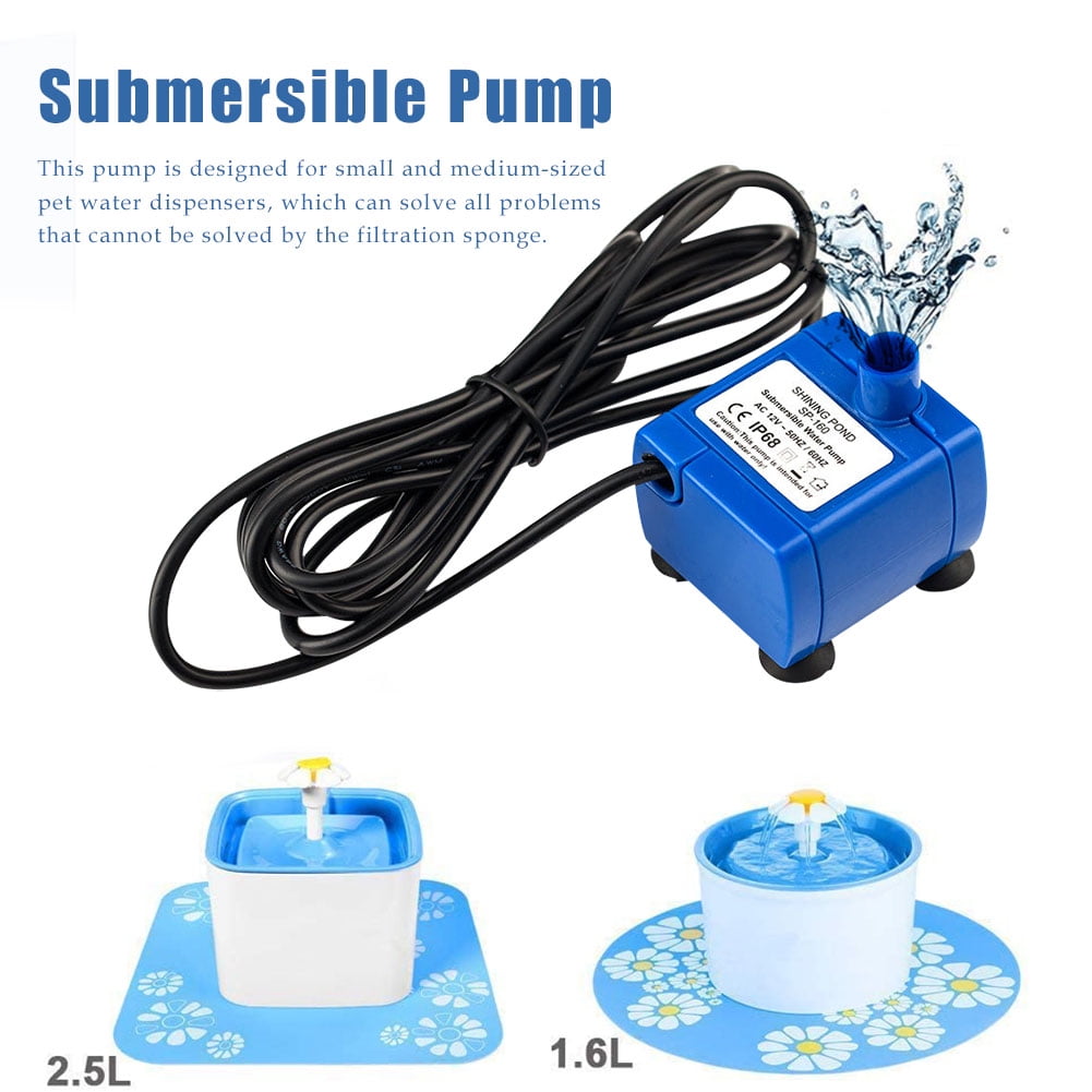 Ultra-Quiet Replacement Pump for Pet Dog Cat Water Fountain Cat Fountain Pump Submersible Water Pump for Most of Cat Fountain 1.6 L 2.0 L 2.5L 