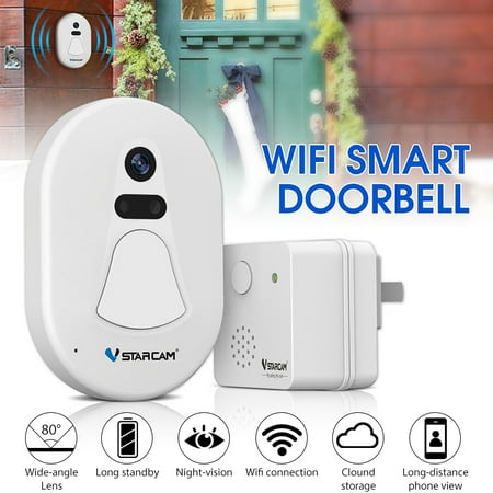 Smart WiFi Wireless Camera Door Bell Phone Visual Doorbell with Clear Night Vision and Anti-theft Alarm Function Door Ring Home