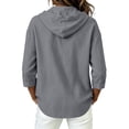 thumbnail image 4 of Enjoytime Womens Tops Solid Hooded 3/4 Sleeve Button Down Shirt Summer Casual Linen Plus Size Clothing 2026, 4 of 6