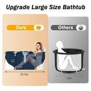 GIATUEE 55in Portable Folding Bathtub for Bathroom, Hot Ice Bath Tub for 2 Person , Blue White