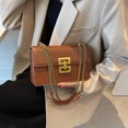 thumbnail image 2 of Bolso Hombro Mujer Cuadrado Pequeño Con Colgajo Cuero PU (marrón), 2 of 9
