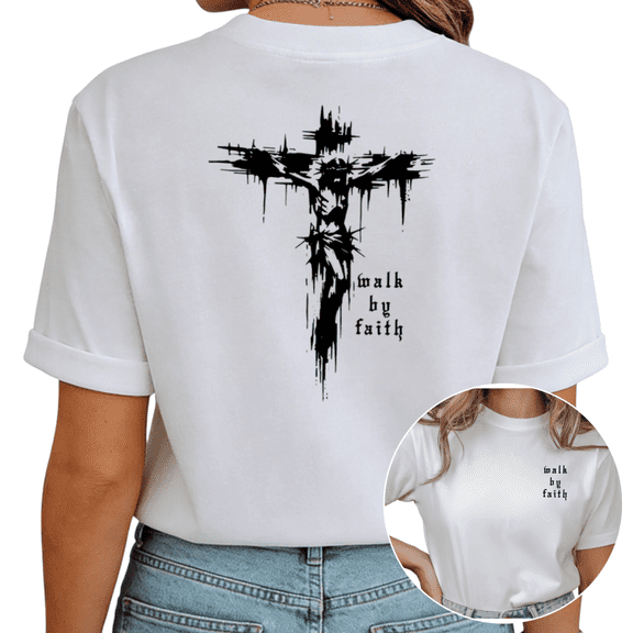 White Graphic Tees Casual Christian Print Tshirt Shirts S-5XL Tops
