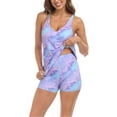 thumbnail image 2 of HDE Women's V-Neck Exercise Dress with Built in Bra and Separate Shorts Marble Smoke XL, 2 of 6